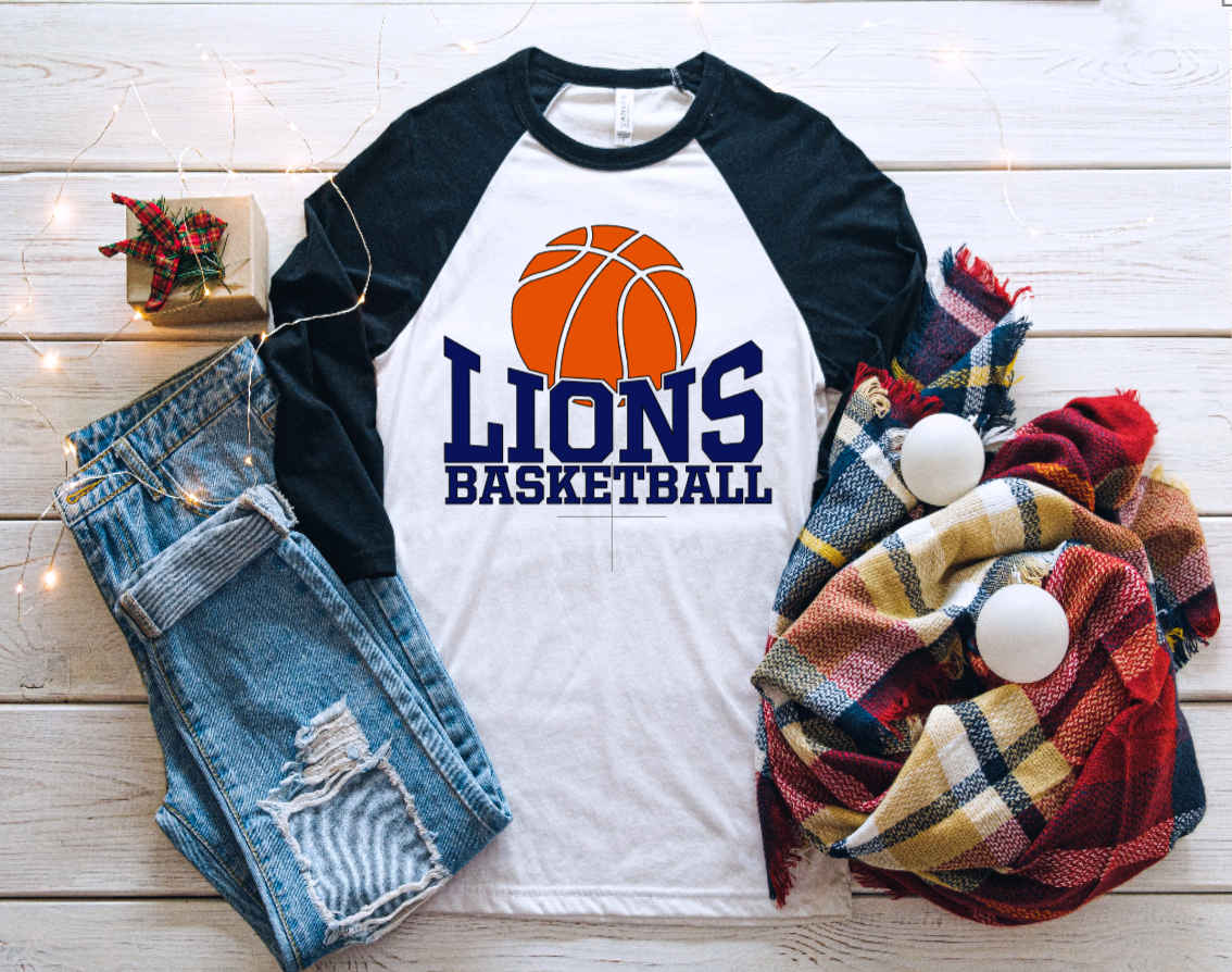 Lions Basketball Baseball Tee
