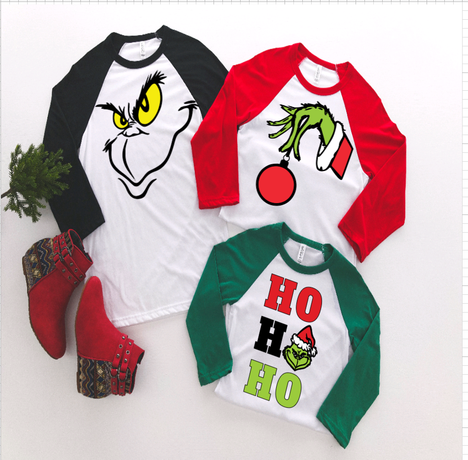 Grinch Xmas Baseball Tees