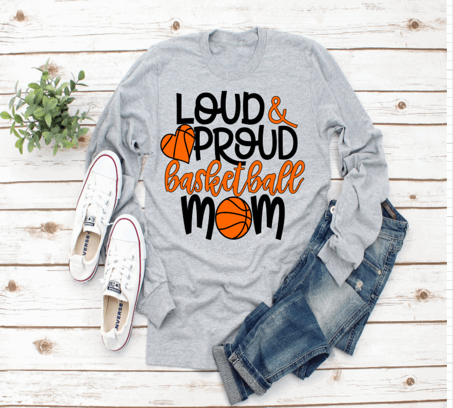 Proud Mom Basketball Long Sleeved Tee