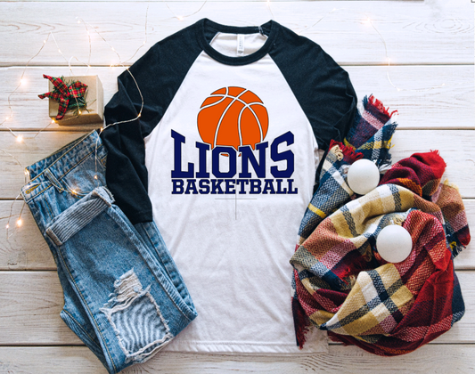 Lions Basketball Baseball Tee