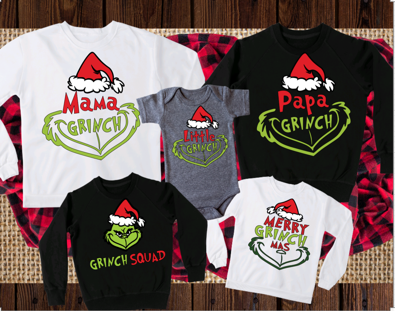 INFANT GREEN Grinch Family Set of PJ's